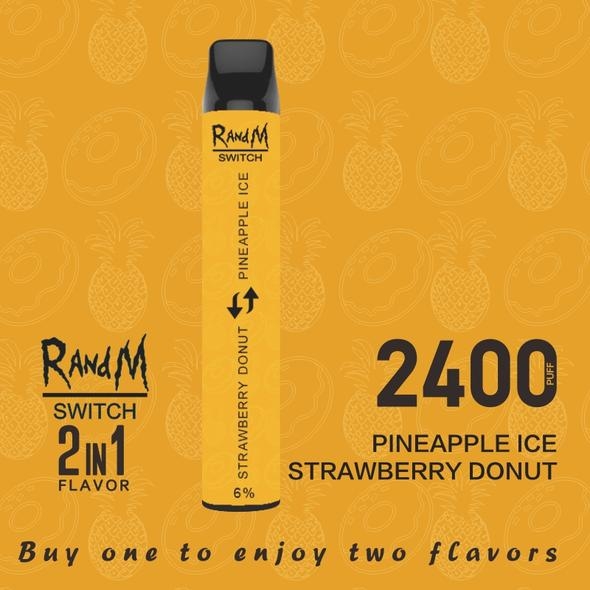 Купить RandM Switch - Pineapple ice & strawberry donut (2 вкуса в 1), 2400 затяжек, 20 мг (2%)