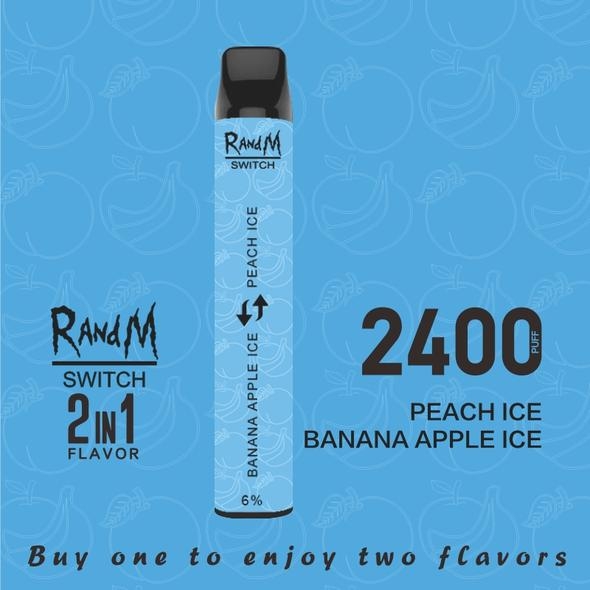 Купить RandM Switch - Peach ice & banana apple ice (2 вкуса в 1), 2400 затяжек, 20 мг (2%)