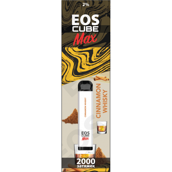 Купить EOS Cube Max - Cinnamon Whiskey (Виски с Корицей), 2000 затяжек, 20 мг (2%)